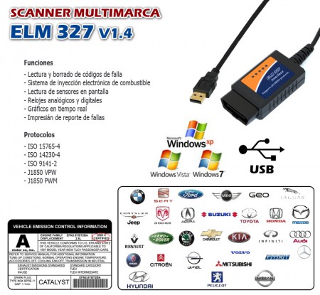 Escaner multimarca ELM 327